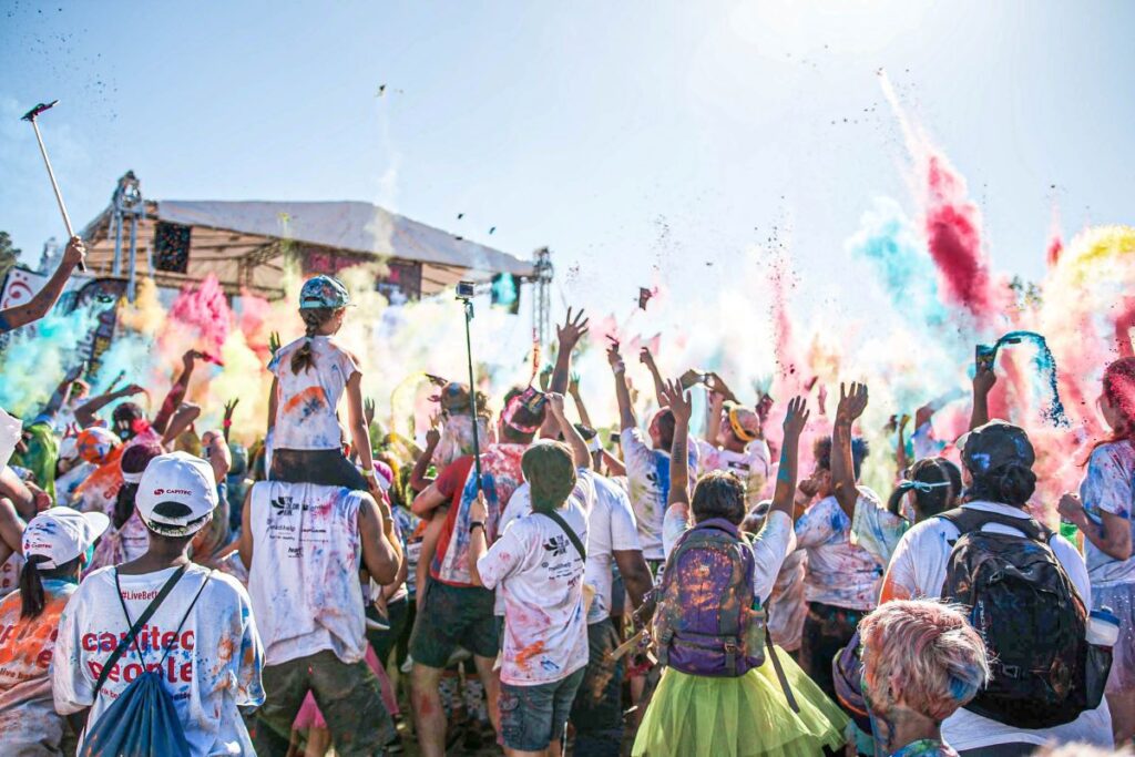 family with kids at an outdoor music festival